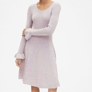 GAP Fit and Flare Long Sleeve Sweater Knit Dress Lilac Small